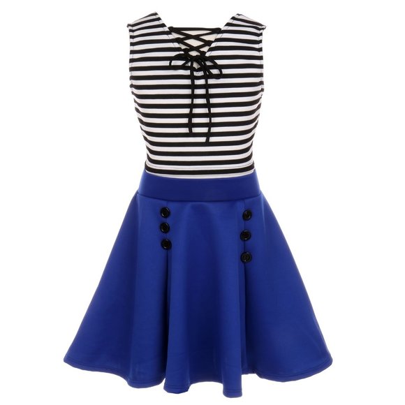 Toddler Girl Top Skirt Set Dress Striped Crop Top Skirts Casual Girl Dress 2 PCS - Picture 1 of 4